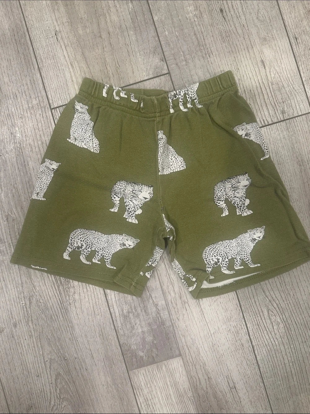 Kids Olive Green Animal Print Pajama Set